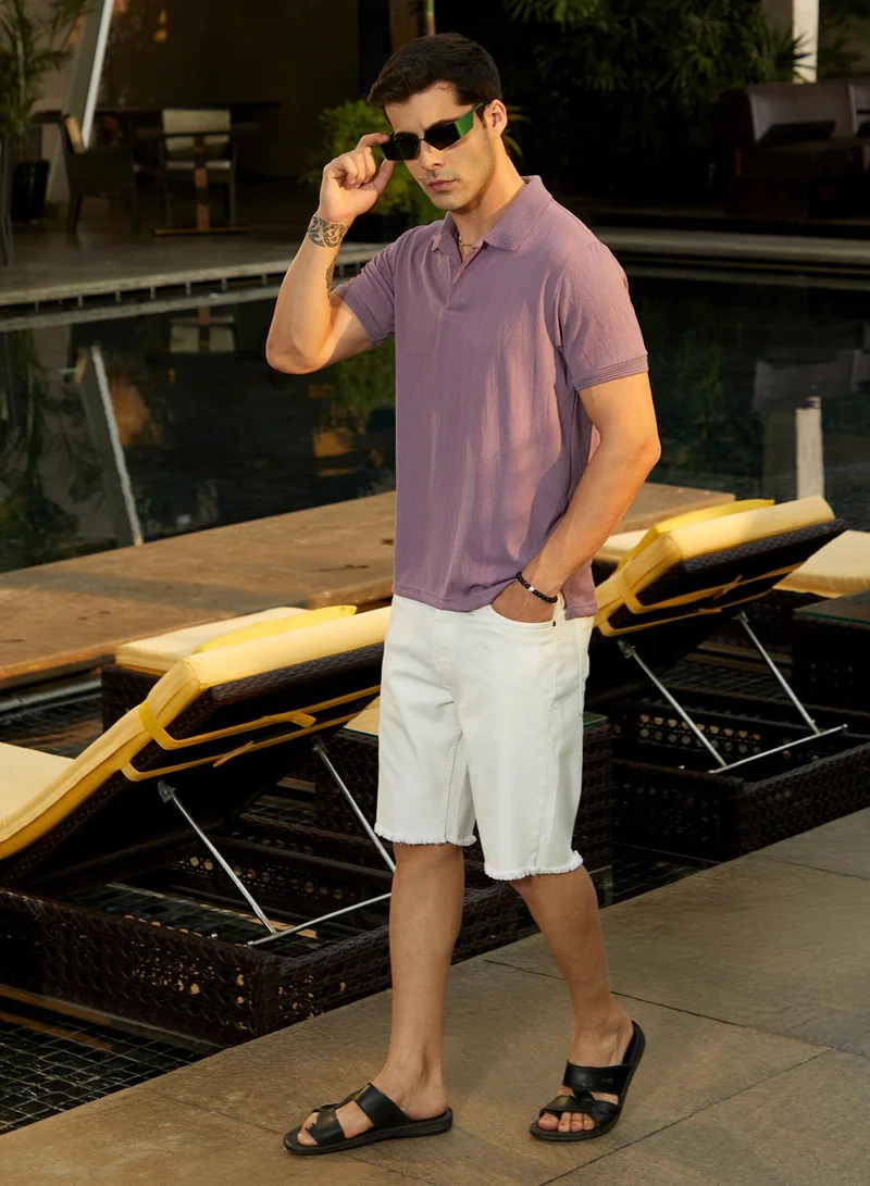 Campus Sutra  Men's Beaver Brown Spirit Weave Polo T-Shirt for Men | Best Price UAE