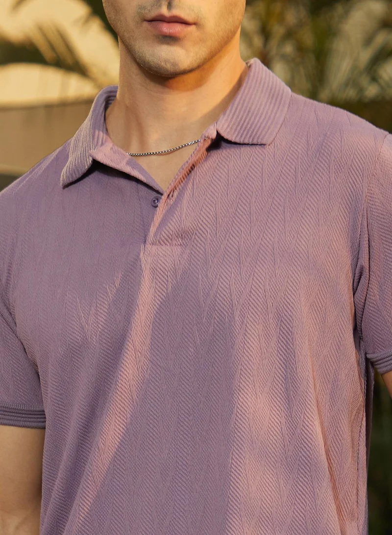 Campus Sutra  Men's Beaver Brown Spirit Weave Polo T-Shirt for Men | Best Price UAE