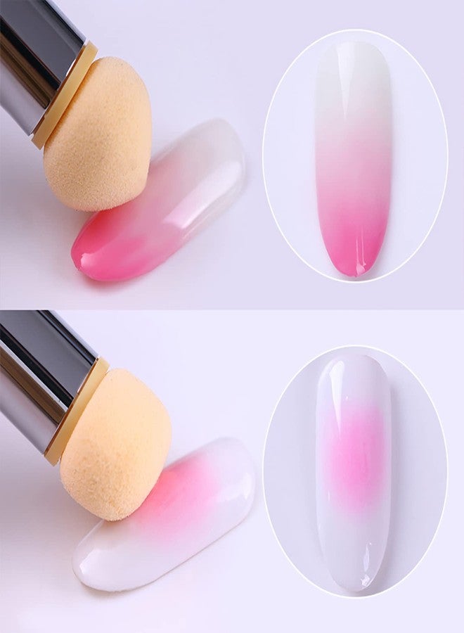 DANNEASY 6Pcs Nail Art Brush Nail Ombre Brush French Tips Nail Brush Nail Design Tools Nail Sponge Pen with 4pcs Replaceable Sponge Head Nail Art Supplies - Image 4