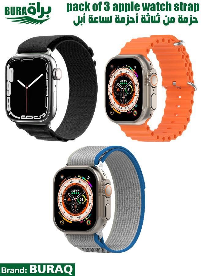 BURAQ Apple Watch Band Strap For Apple Watch Ultra 2/Ultra 49mm, Series 10 46mm, 9/8/7 45mm, SE2/SE/6/5/4 44mm, 3/2/1 42mm 