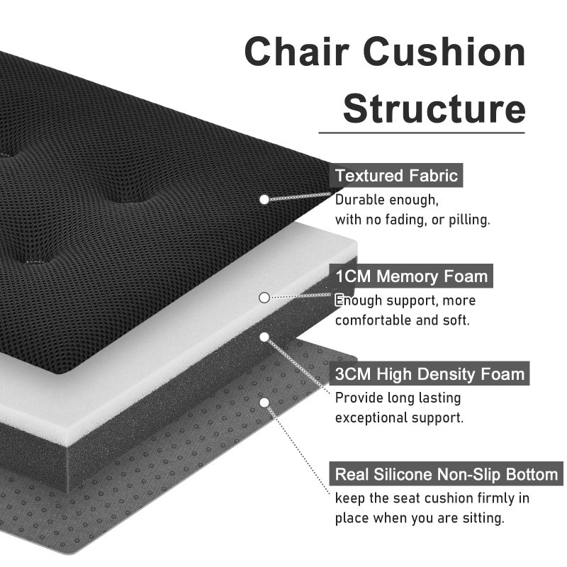 BAIBU baibu 12 Inches Square Stool Cushions with Ties Set of 4 for Bar Stool  Breathable Square Chair Pads Seat Cushions with Non-Slip Bottom - Only Pads (12 "" (4PC)  Black) - Image 2