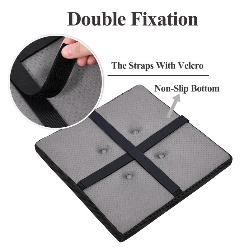 BAIBU baibu 12 Inches Square Stool Cushions with Ties Set of 4 for Bar Stool  Breathable Square Chair Pads Seat Cushions with Non-Slip Bottom - Only Pads (12 "" (4PC)  Black) - Image 4