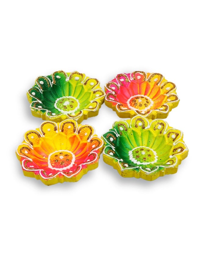 Madhoor Decorative Handpainted Diya Set of 4 Piece - Image 1