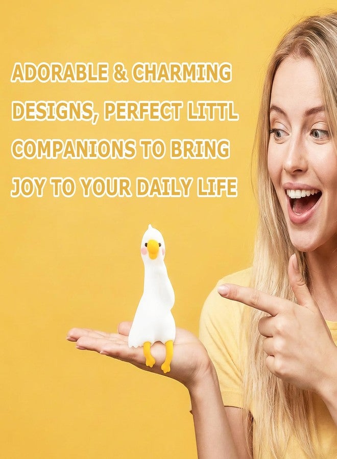 Geyynow 4 PCS Resin Goose Figurine Computer Monitor Decor, Cute Mini Lazy Duck, Funny Little Goose Statue for Car Dashboard/Desk/TV/Photo Frame Decorations - Image 2