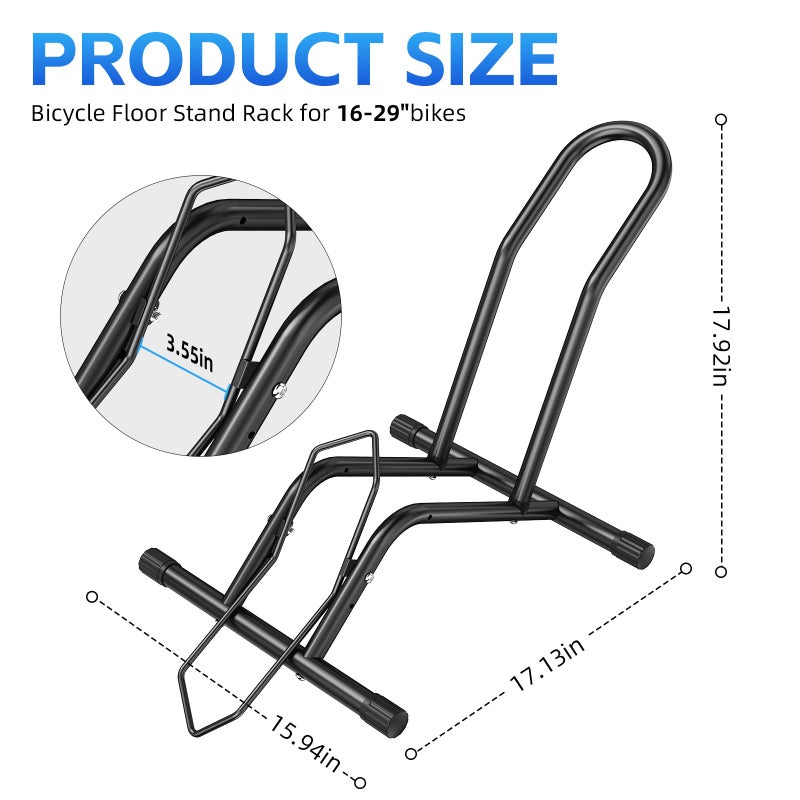 بيشي BEISHI Bike Floor Stand Indoor Bike Stand for Garage/Home,Adjustable Bicycle Parking Stand Fit for 16-29 Wheel Mini/Mountain/Road Bikes Heavy Duty Metal - Image 2