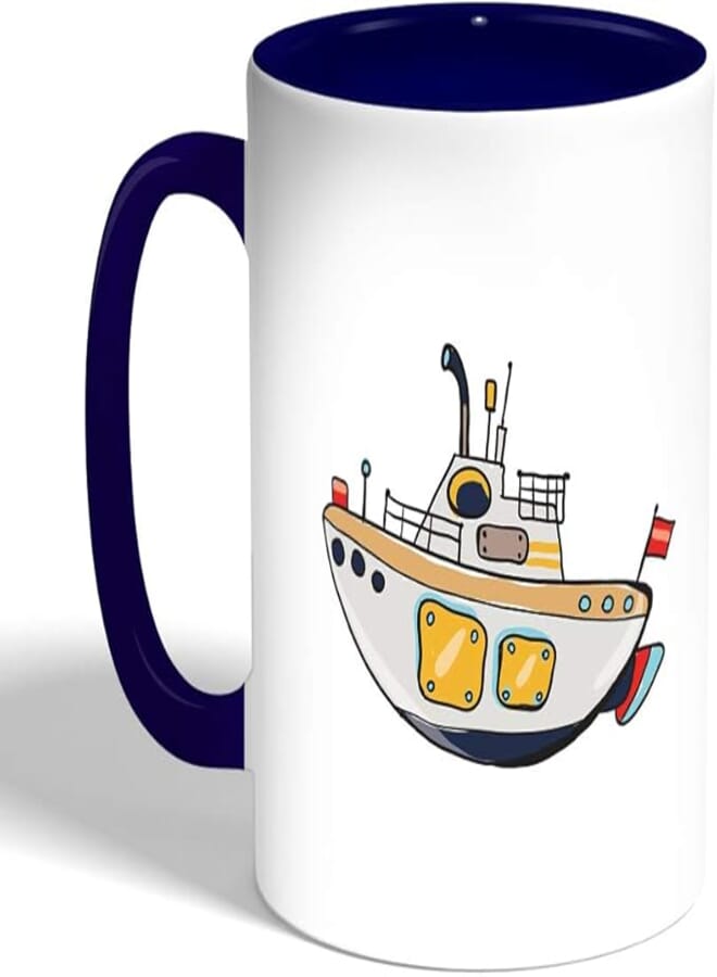 Decalac Printed Coffee Mug, Blue Color, Warship