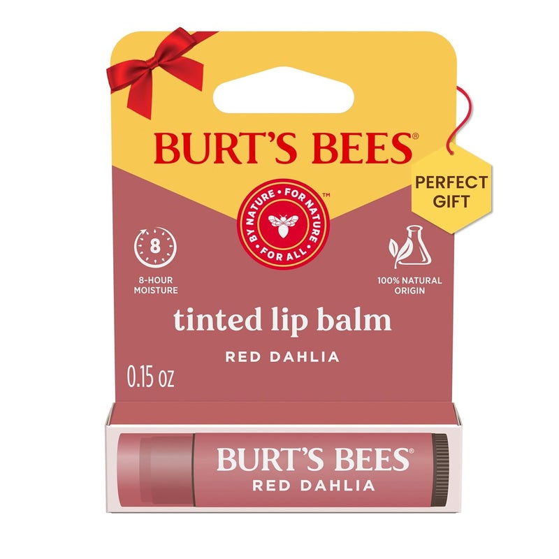 Burt's Bees Burts Bees Red Dahlia Tinted Lip Balm Offers 8 Hours of Moisture for Dry Lips Tinted Unflavored Lip Balm With a Hint of Color Natural Origin Lip Care 1 Tube 015 oz