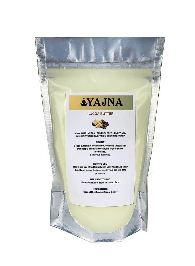 Yajna Organic Raw Cocoa Butter 100% Pure,Natural & Unrefined| Skin Moisturizer For Face, Body & Hair| 1 LBS/450 GM Ivory/White Grade A | DIY Creams, Balms, Lotions, Soaps| Softens Dry & Tough Skin - Image 1