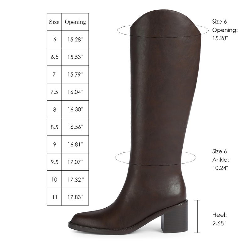 Modatope Chocolate Dark Brown Knee High Boots for Women Pointed Toe Chunky Block Heel Tall Boots Side Zipper Long Riding Boot Size 8 - Image 4