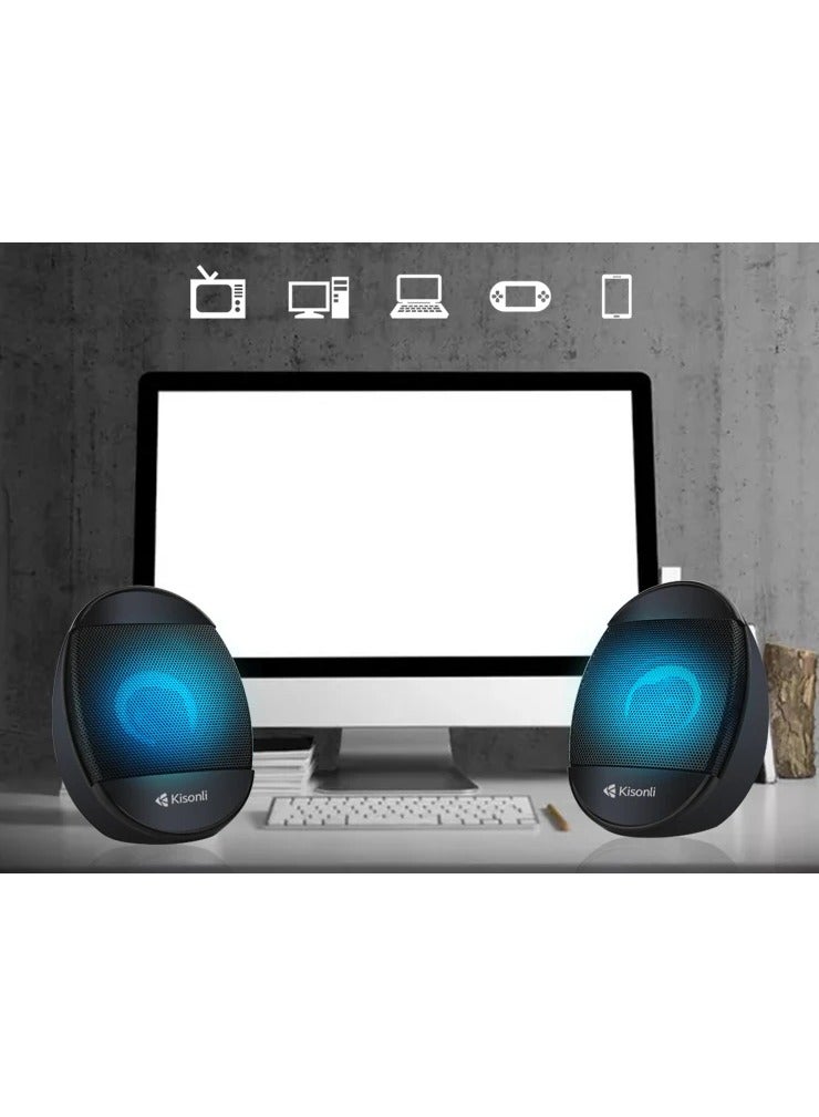 Kisonli Kisonli L-7070 Multimedia Speaker – Compact Design with LED Accent  - Image 4