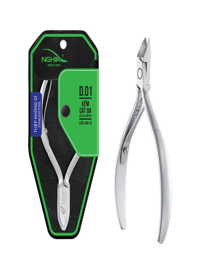 NGHIA Cuticle Nipper - D-01 JAW 16 | Stainless Steel | Durable and Sharp | Ergonomic Design | Grey Plated | Ideal for Salons and Home Use - Image 1