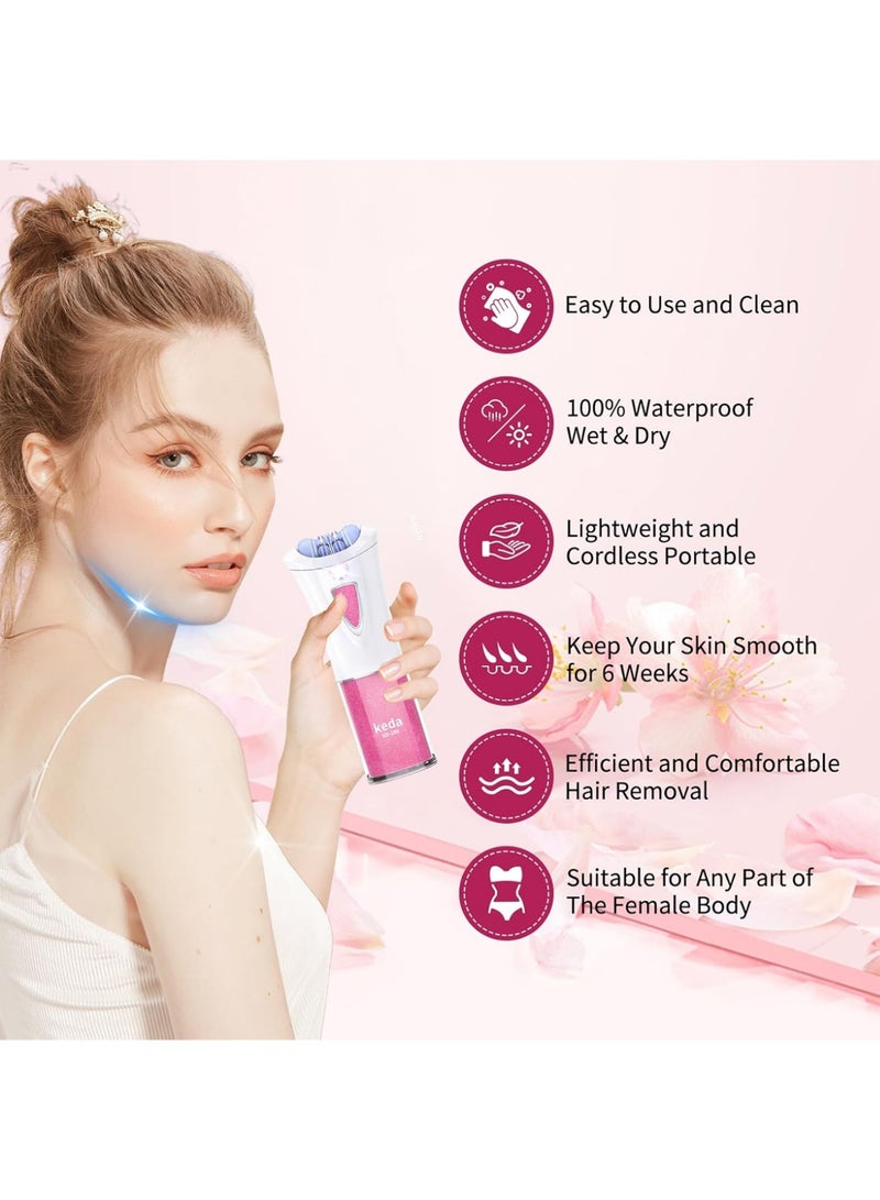 Keda Epilator Hair Removal, Womens Shaver, Women's Body Shaver, Bikini Trimmer for Women, Shaver for Women, Electric Razors for Women, Women's Electric Razor Shaver, Waterproof Wet Dry Hair Remover for Ladies Pubic, Legs, Face, Underarms - Image 3