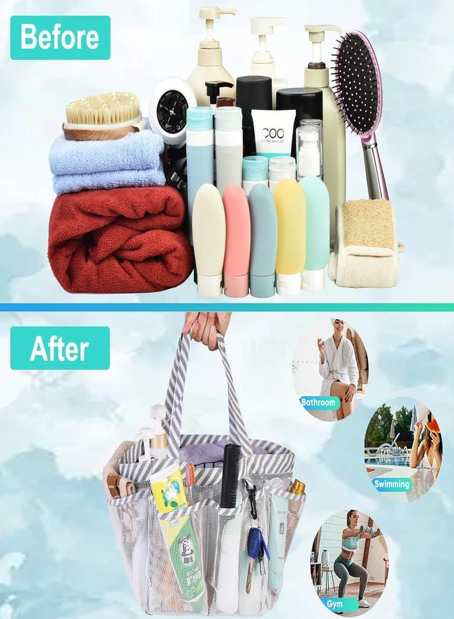 Haundry Mesh Shower Caddy Bag for College Dorm Room Essentials Portable Shower Caddy Tote with 8 Pockets for Beach, Swimming, Gym, Travel - Image 3
