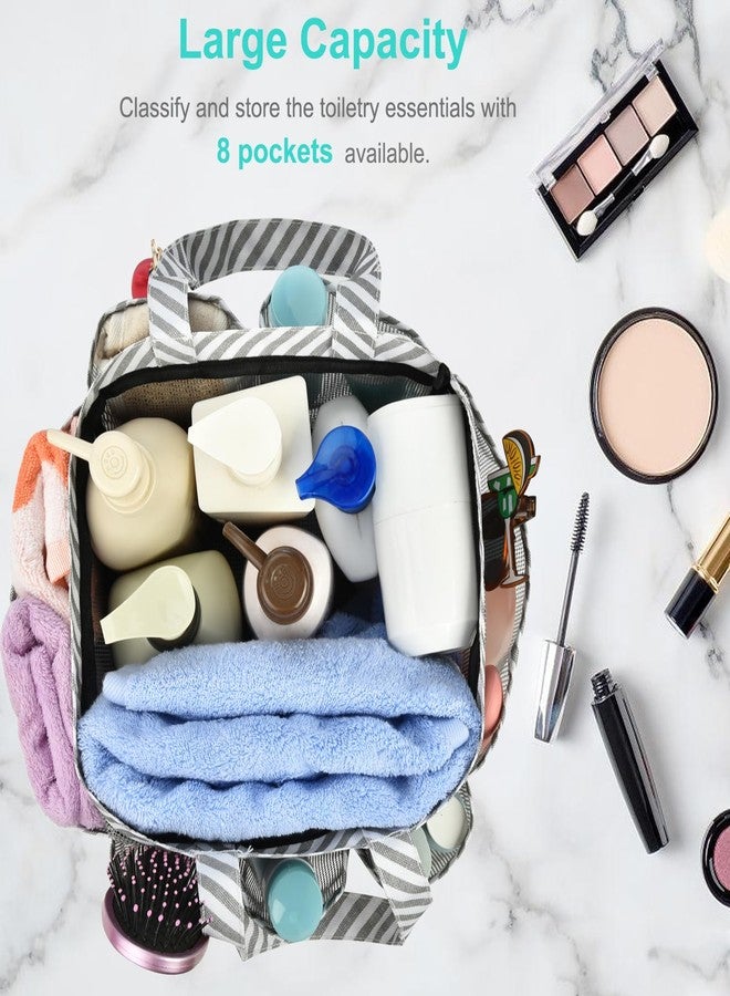 Haundry Mesh Shower Caddy Bag for College Dorm Room Essentials Portable Shower Caddy Tote with 8 Pockets for Beach, Swimming, Gym, Travel - Image 2