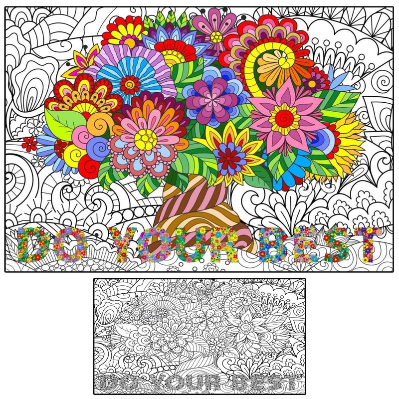 ALNETI Giant Coloring Poster for Adults and Kids - Large Wall Coloring Posters for Adults at Work Office Motivational - Huge Tree of Life to Color for Classroom - Extra Large Adult Sheet Big Jumbo Size - Image 1