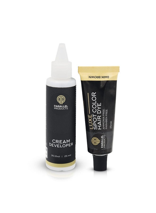 PARALLEL PRODUCTS Luxe Color (Dark Brown) Cream Hair Dye 25Ml Tint For Professional Spot Coloring With Cream Developer Mixing Dish And Application Brush Covers Grey Hair Root Touch Up  - Image 3