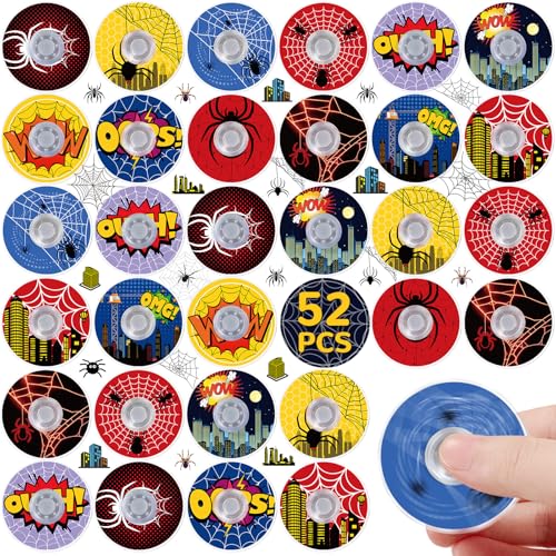 SCIONE 52 Pcs Fidget Spinner for Kids Bulk Spidey Party Favors Fidget Toys 157 Mini Spider Spinners for Birthday Goodie Bag Fillers Classroom Rewards Prize Box Stuffers - Image 1