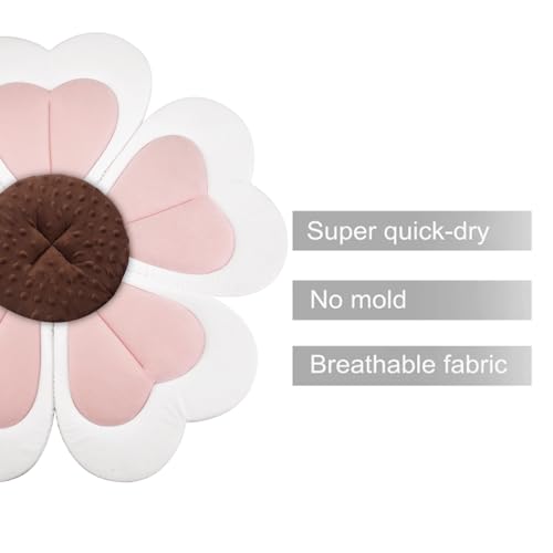 PandaEar Baby Bath Pad for Infant Newborn Bath Baby Bath Seat to Toddler 0 to 6 Months and Up Soft Flower Petals for Sink Bathtub Essentials Shower Gift Pink Heart - Image 3