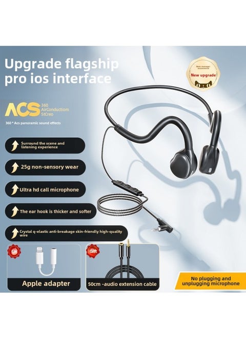 Qingying No Headset Computer Headset With Microphone Usb Desktop E-sports Wired In-ear Special Headset Game Earhook-Color:Black [3.5mm Interface + Ios Line Qingying Apple Flat Head Series Only