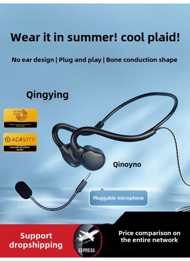 Generic - Qingying No Headset Computer Headset With Microphone Usb Desktop E-sports Wired In-ear Special Headset Game Earhook-Color:Black [3.5mm Interface + Ios Line Qingying Apple Flat Head Series Only - Image 1