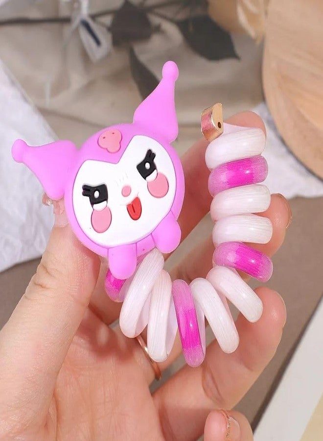 Plenteous ربطات شعر ملونة من أسلاك الهاتف للأطفال، ربطات شعر مضفرة من أسلاك الهاتف، ربطات شعر حلزونية، ربطات شعر على شكل فيونكة من أسلاك الهاتف لذيل الحصان، ربطات شعر من أسلاك الهاتف للفتيات والسيدات، قطعتان، متعددة الألوان. - Image 3