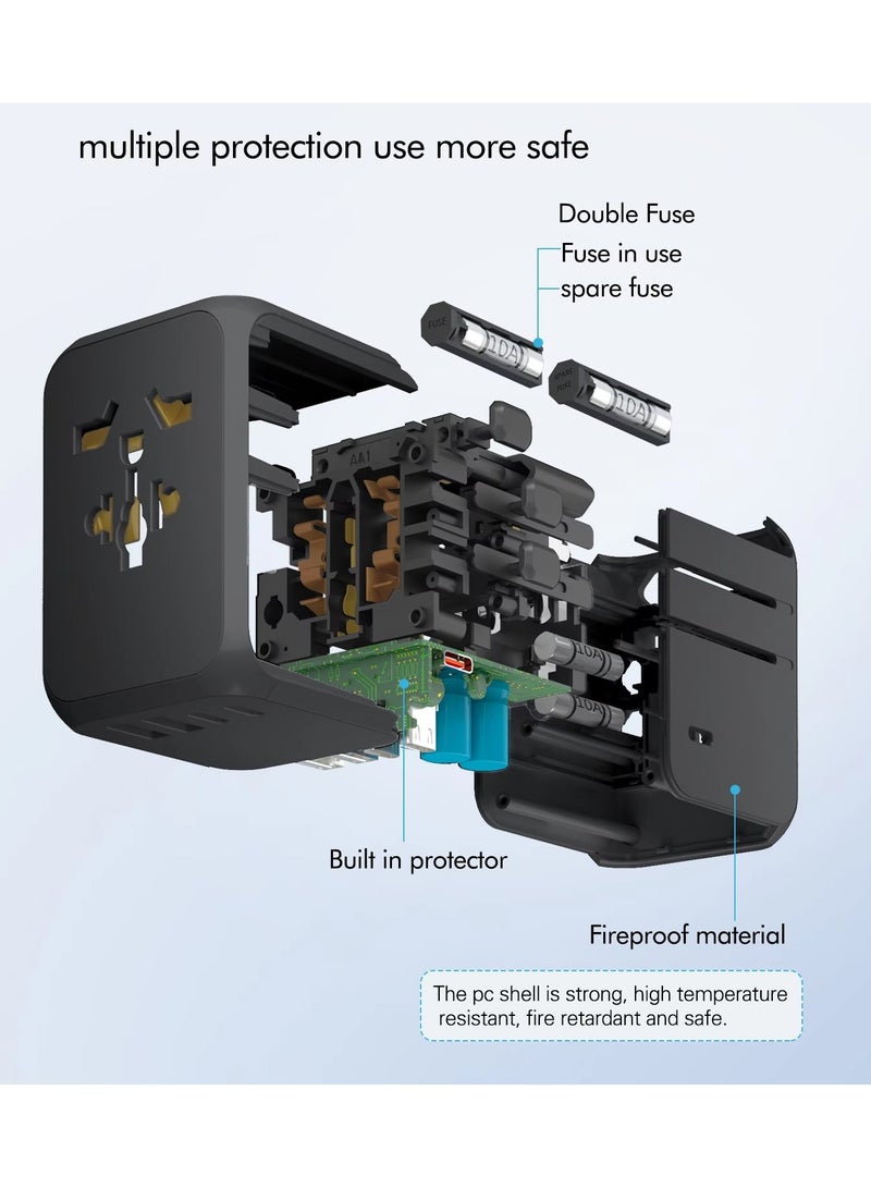Vera Collect Universal GaN Travel Adapter, 35W International Power Adapter with 2 USB-A & 3 USB-C Ports PD Wall Charger - Worldwide Travel Essentials, European Travel Plug Adapter for UK/US/AU - Image 2