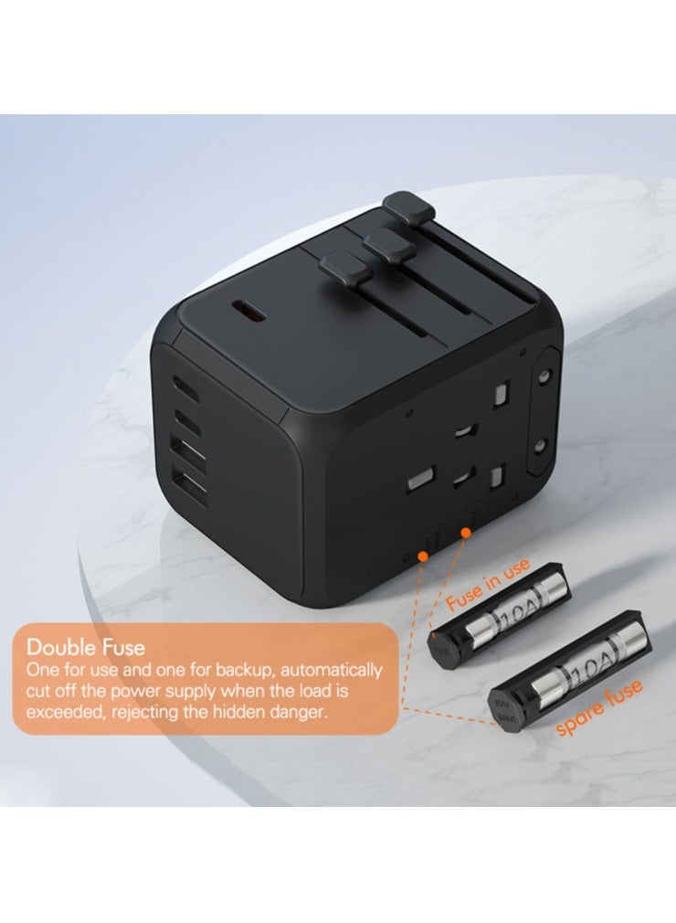 Vera Collect Universal GaN Travel Adapter, 35W International Power Adapter with 2 USB-A & 3 USB-C Ports PD Wall Charger - Worldwide Travel Essentials, European Travel Plug Adapter for UK/US/AU - Image 4