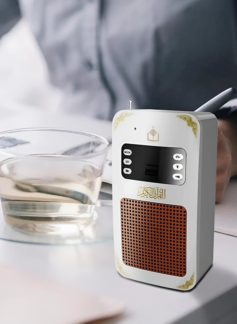 Equantu Wireless Quran Speaker with LED Light & Wall Plug – Bluetooth Quran Player with Translation, Remote Control, Radio, USB Support | Portable Islamic Speaker for Home, School, Mosque & Hospital - Image 5