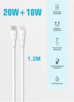 Pawa Dual Port Wall Charger PD + QC3.0 20W UK with Type-C to Lightning Cable - White  - Image 2