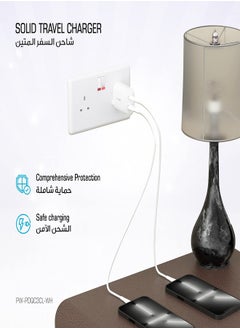 Pawa Dual Port Wall Charger PD + QC3.0 20W UK with Type-C to Lightning Cable - White  - Image 5