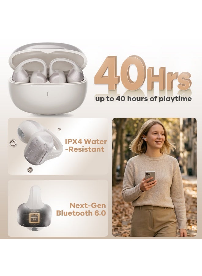 caijin Wireless Headphones,Open Bluetooth Earbuds, clip-on design with 4 noise-canceling microphones, IPX4,40-hour battery life, Lightweight Comfort,for sports, fitness, and driving,skin - Image 4