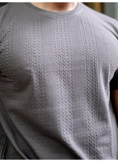 Maniac Mens Solid Interlock Round Neck Half Sleeve Dark Grey Cotton T-Shirt  - Image 4