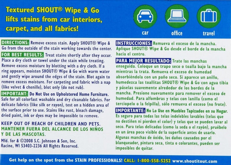 Shout Stain Remover Wipes, 12 Count (Pack of 2) - Image 2