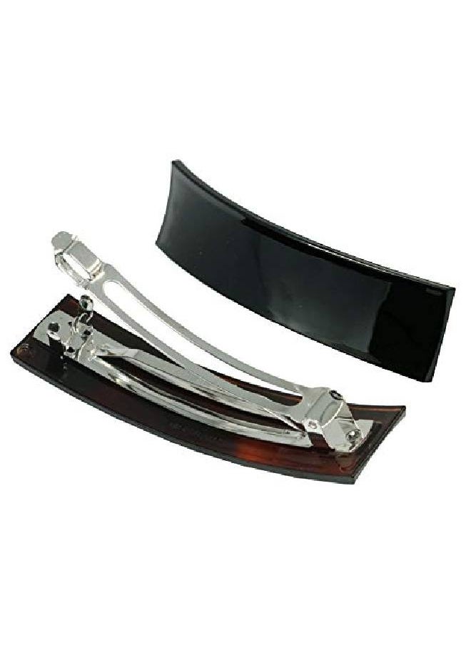 Parcelona - French Rectangular Bar Large 4" Celluloid Acetate Hair Barrette Clips For Women Set Of 2 Ponytail Automatic Hair Barrette For Thick Hair Durable Fashion Hair - Image 1