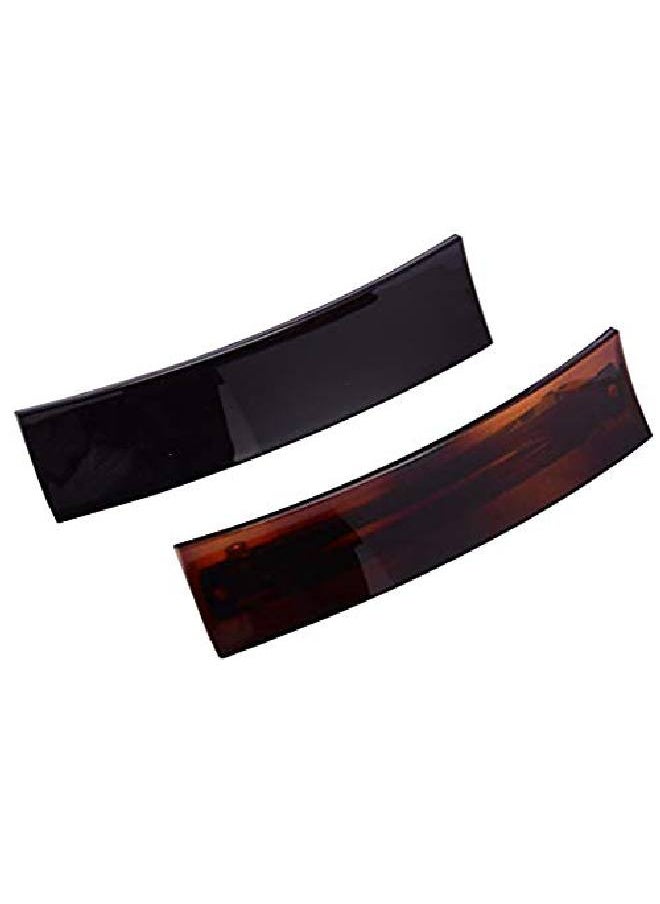 Parcelona - French Rectangular Bar Large 4" Celluloid Acetate Hair Barrette Clips For Women Set Of 2 Ponytail Automatic Hair Barrette For Thick Hair Durable Fashion Hair - Image 1