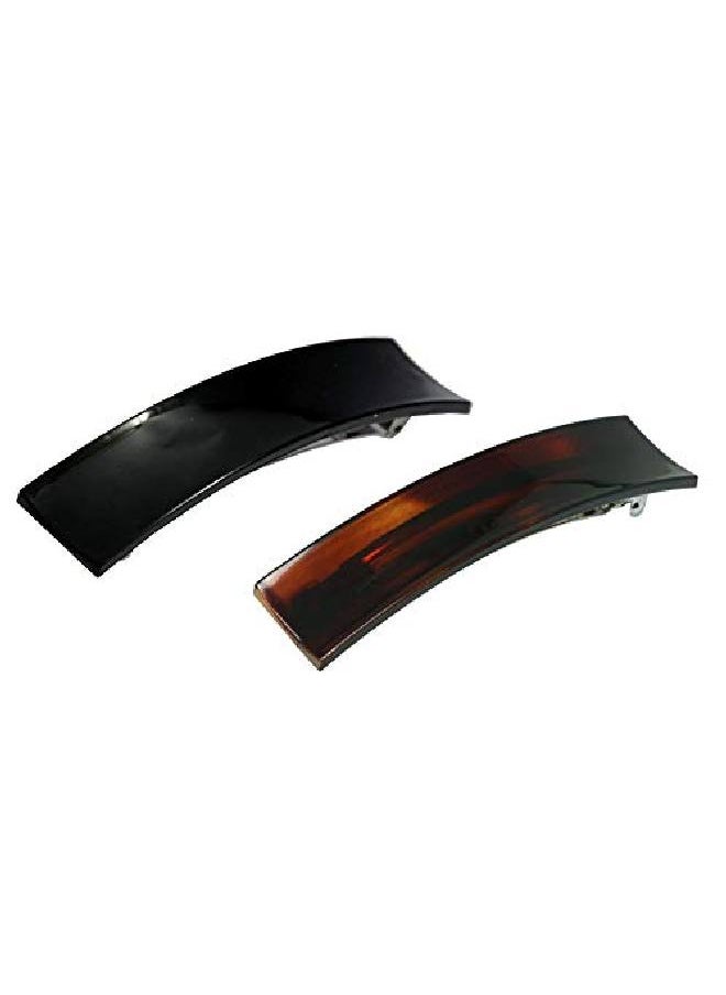 Parcelona - French Rectangular Bar Large 4" Celluloid Acetate Hair Barrette Clips For Women Set Of 2 Ponytail Automatic Hair Barrette For Thick Hair Durable Fashion Hair - Image 1