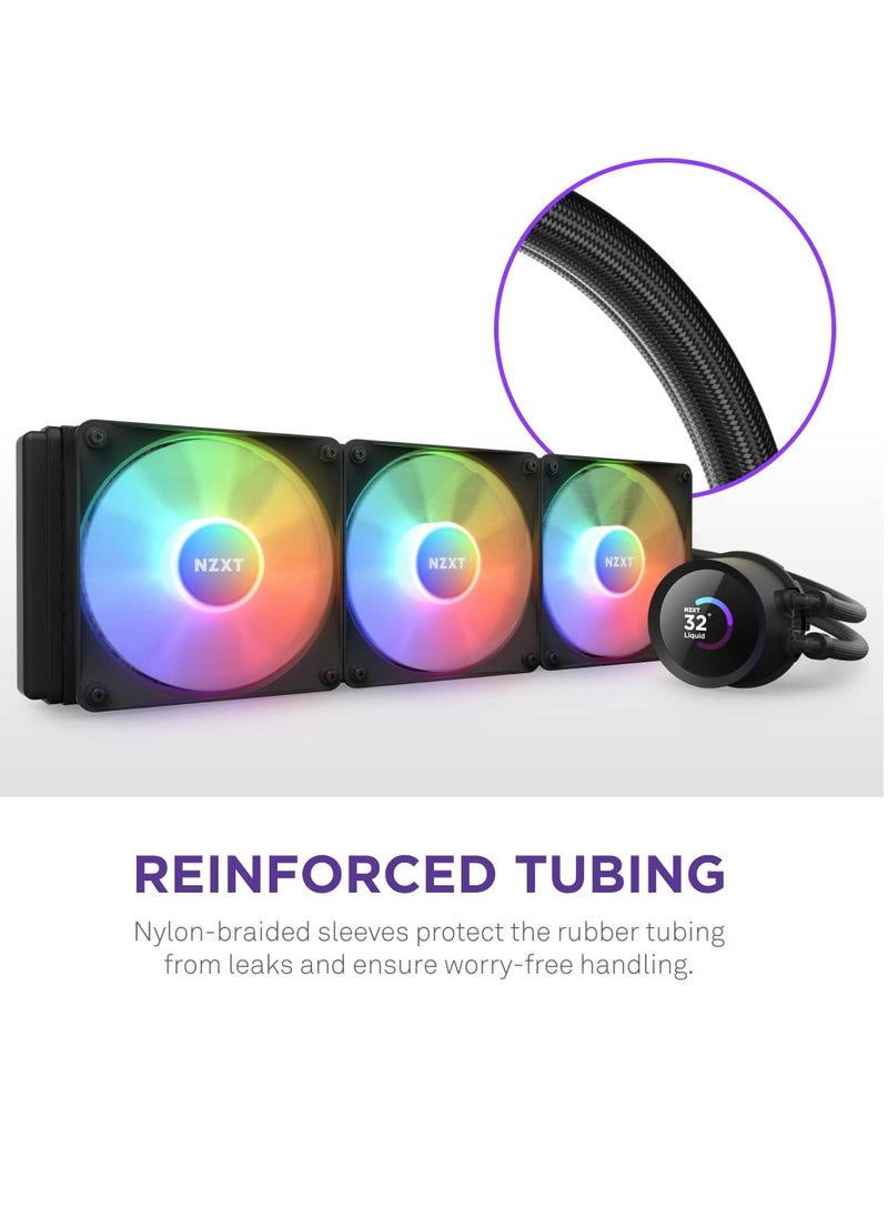 NZXT - Kraken Elite RGB 360mm AIO CPU Liquid Cooler - Customizable 2.36" LCD Display for GIFS, Images, Performance Metrics - High-Performance Pump - 3 x F120 RGB Core Fans - Image 1