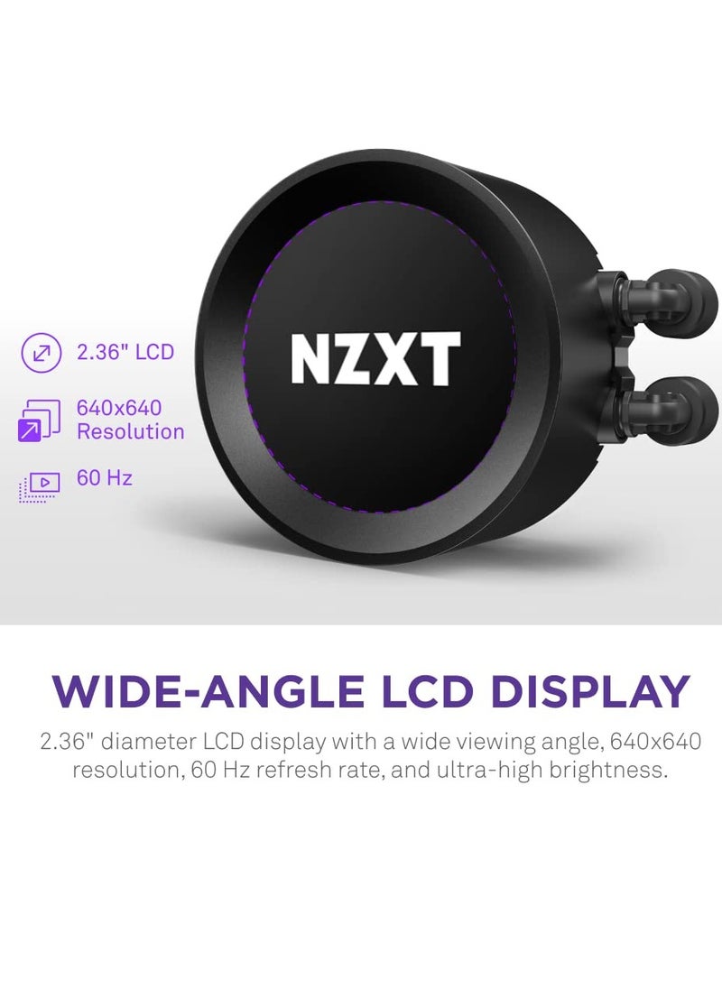 NZXT - Kraken Elite RGB 360mm AIO CPU Liquid Cooler - Customizable 2.36" LCD Display for GIFS, Images, Performance Metrics - High-Performance Pump - 3 x F120 RGB Core Fans - Image 1