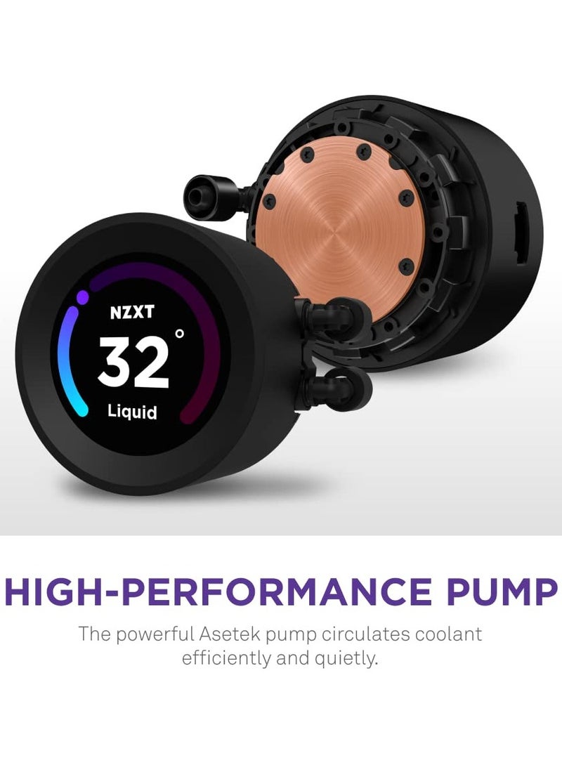 NZXT - Kraken Elite RGB 360mm AIO CPU Liquid Cooler - Customizable 2.36" LCD Display for GIFS, Images, Performance Metrics - High-Performance Pump - 3 x F120 RGB Core Fans - Image 1