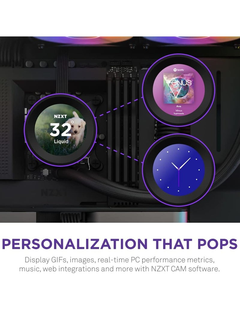 NZXT - Kraken Elite RGB 360mm AIO CPU Liquid Cooler - Customizable 2.36" LCD Display for GIFS, Images, Performance Metrics - High-Performance Pump - 3 x F120 RGB Core Fans - Image 1