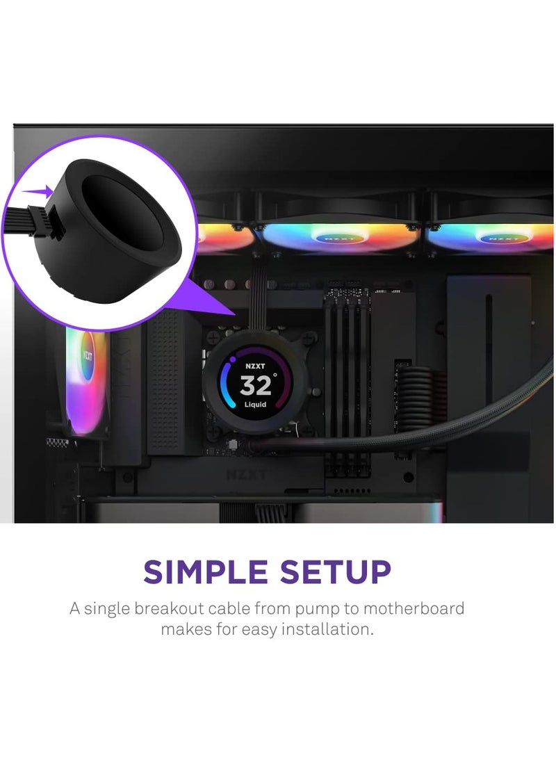 NZXT - Kraken Elite RGB 360mm AIO CPU Liquid Cooler - Customizable 2.36" LCD Display for GIFS, Images, Performance Metrics - High-Performance Pump - 3 x F120 RGB Core Fans - Image 1