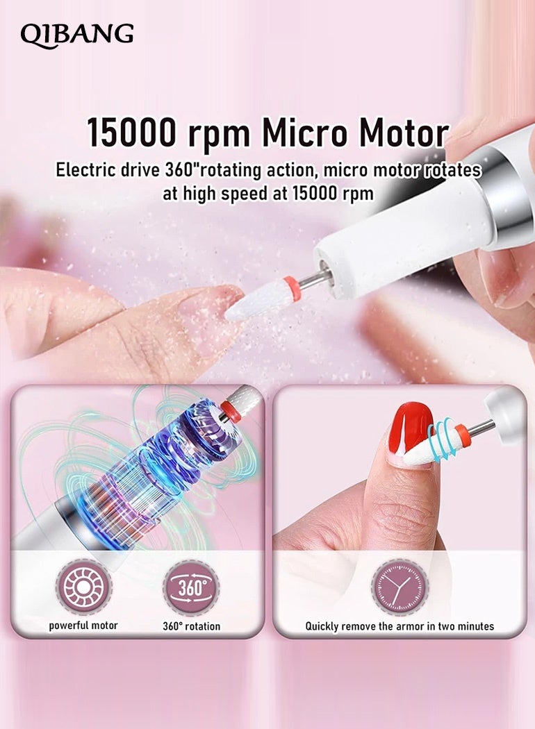 QIBANG Electric Nail Drill Machine – Professional Manicure/Pedicure Tool for Filing, Buffing, Cuticle Care & Polish Removal. nail instrument （Pink） - Image 5