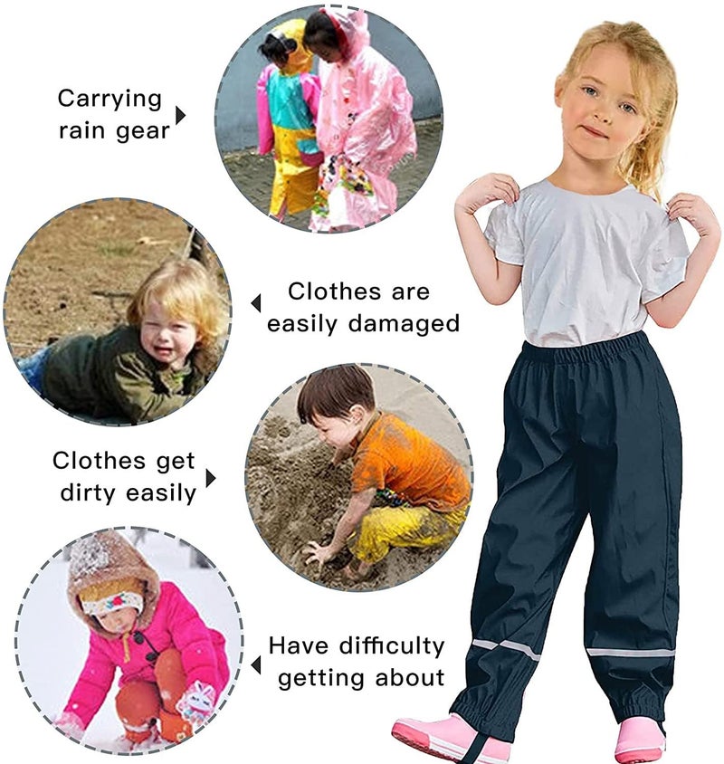 QILUCKY Unisex 6-7 Year Children's Rain Pants - Waterproof & Windproof, Breathable, Mud Resistant, Perfect for Girls & Boys - Image 4