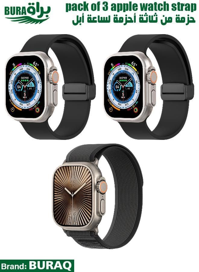 BURAQ Apple Watch Band Strap For Apple Watch Ultra 2/Ultra 49mm, Series 10 46mm, 9/8/7 45mm, SE2/SE/6/5/4 44mm, 3/2/1 42mm