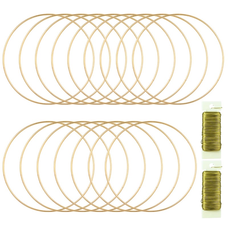 MJRASG 16 Pack Floral Hoop 10 Inch Metal Rings for Crafts Macrame Dream Catcher DIY Wreath  Candle Rings Gold 