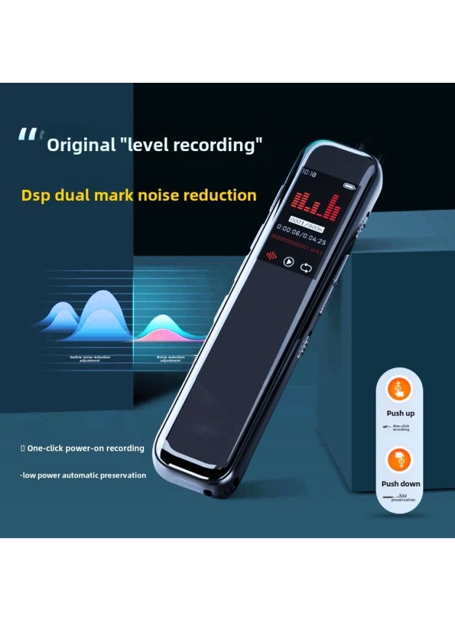 قلم تسجيل صغير عالي الدقة لتقليل الضوضاء، تسجيل بزر واحد، مسجل اجتماعات الأعمال، قلم تسجيل MP3 محمول - اللون: أسود أنيق - السعة: 8 جيجابايت (سعة التسجيل 736 ساعة) - Image 2