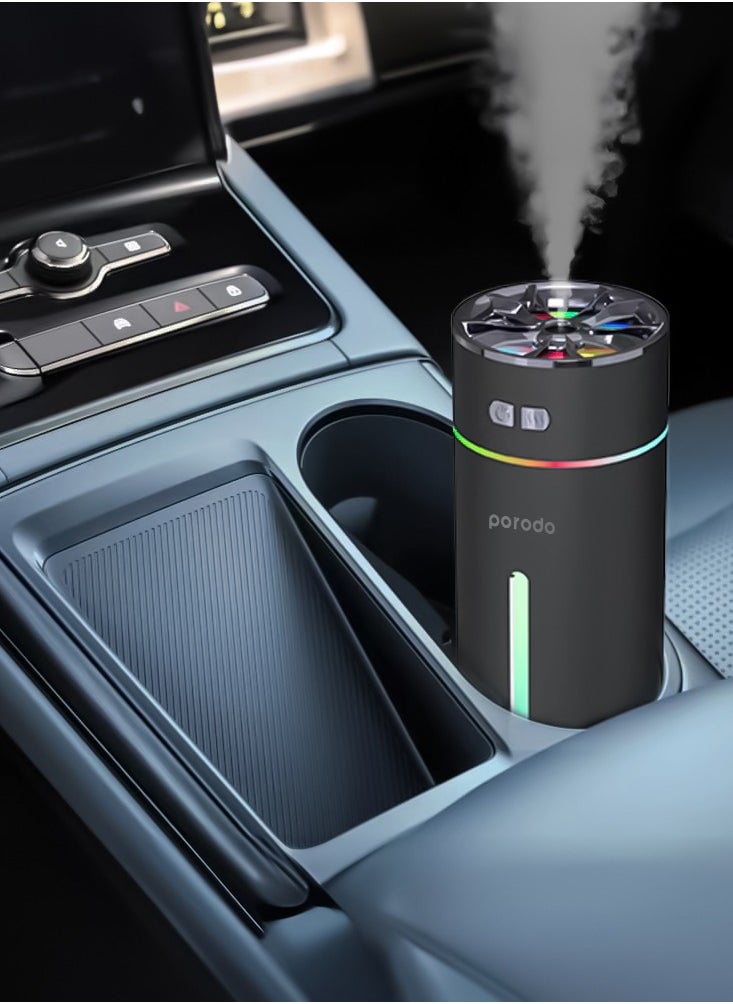 porodo Portable Air Diffuser with Essential Oils & LED Lighting / Humidifier Diffuser /  Adjustable Mist / Aromatic Air Freshener - Black  - Image 2