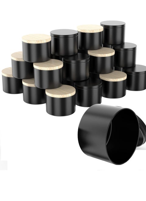Black Candle Jars, Bulk Empty Candle Jars for Making Candles, 8oz Candle tins with lids, Suitable for DIY Candle Making (24Pack, Black)