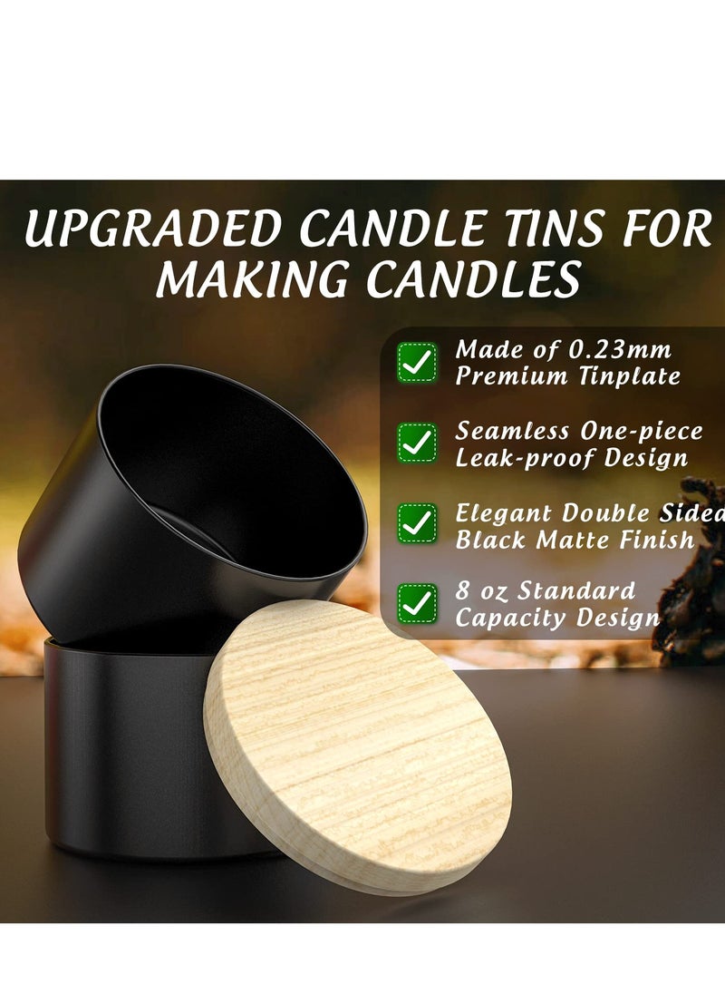 Black Candle Jars, Bulk Empty Candle Jars for Making Candles, 8oz Candle tins with lids, Suitable for DIY Candle Making (24Pack, Black)