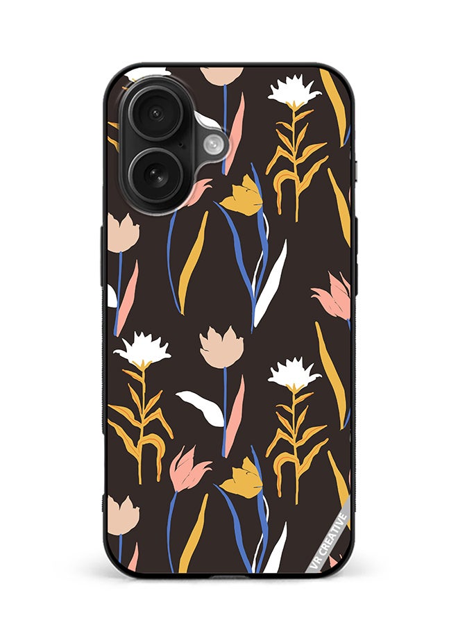 Protective Case Cover For Apple iPhone 16 Plus Abstract Simple Shape Flowers And Plants Seamless Pattern Design Multicolour